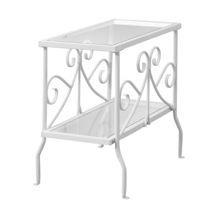 Monarch Specialties Accent Table, 24 W, 22 H, Metal, Tempered Glass, White I 3105